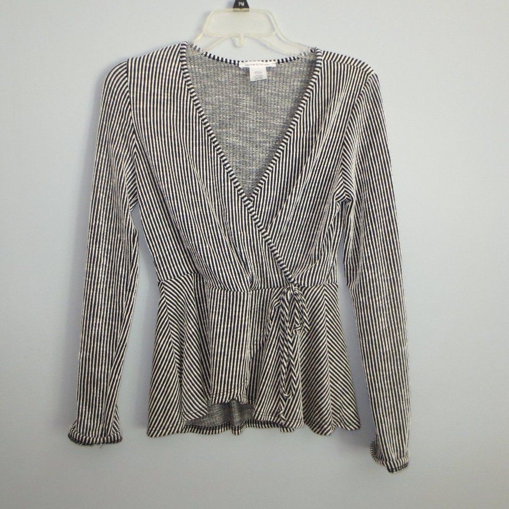 Caution to the Wind Top w/ Peplum & Tie Front SM